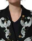 Dolce & Gabbana Black Stripe Double-Breasted Blazer Jacket