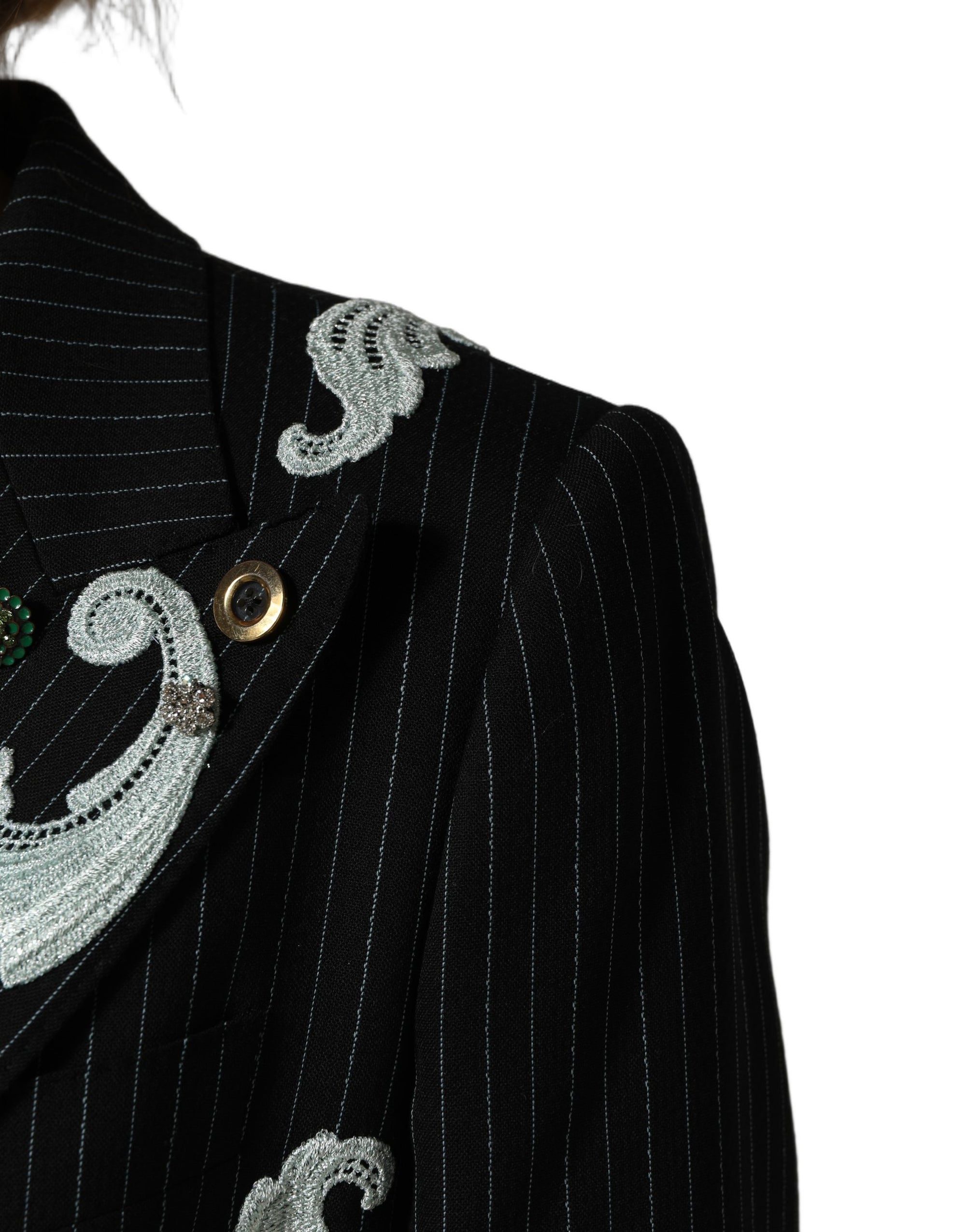 Dolce &amp; Gabbana Black Stripe Double-Breasted Blazer Jacket