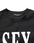 Dolce & Gabbana Black Jersey Graphic Short Sleeve Crew Neck T-shirt