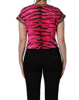 Dolce & Gabbana Pink Zebra Sleeveless Crew Neck Cropped T-shirt