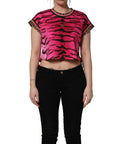 Dolce & Gabbana Pink Zebra Sleeveless Crew Neck Cropped T-shirt