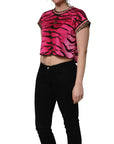 Dolce & Gabbana Pink Zebra Sleeveless Crew Neck Cropped T-shirt