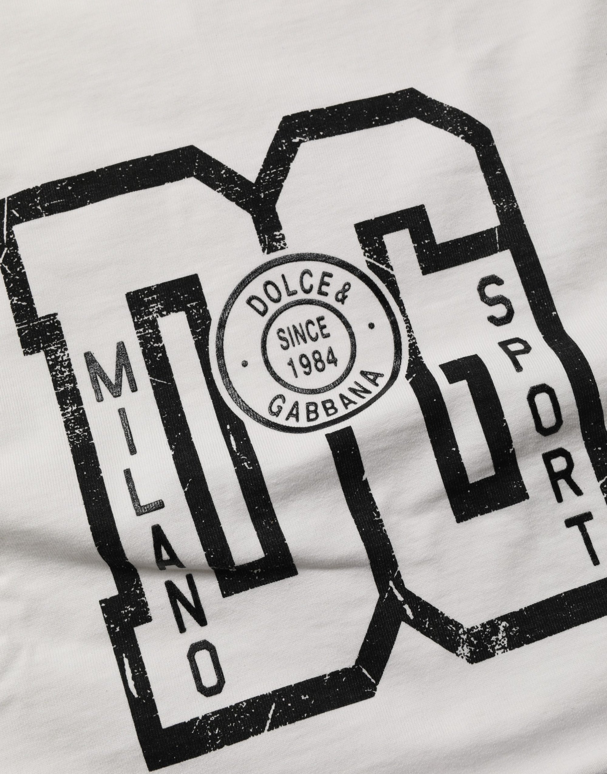 Dolce &amp; Gabbana White Cotton DG Logo Print Cropped Jersey Top