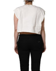Dolce & Gabbana White Cotton DG Logo Print Cropped Jersey Top