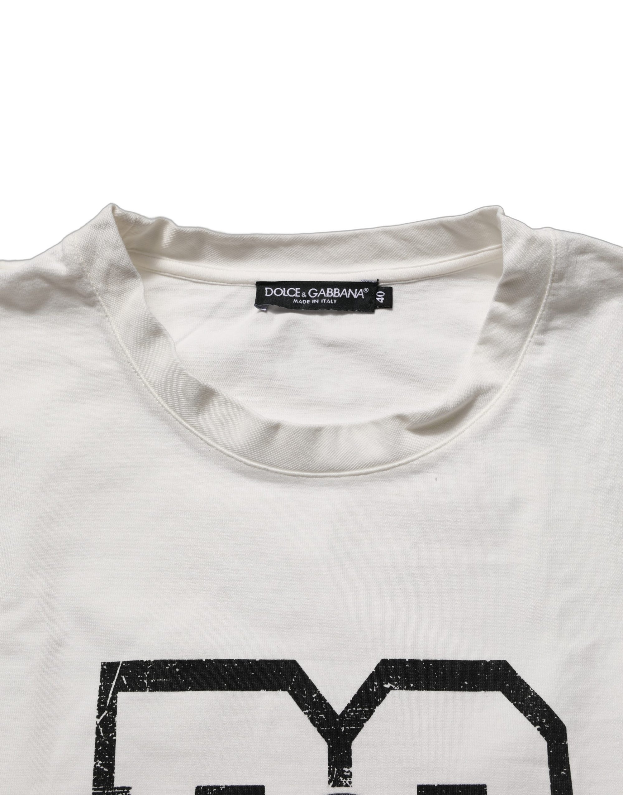 Dolce &amp; Gabbana White Cotton DG Logo Print Cropped Jersey Top