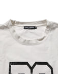 Dolce & Gabbana White Cotton DG Logo Print Cropped Jersey Top