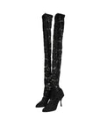 Dolce & Gabbana Black Taormina Lace Socks Boots Pumps Shoes