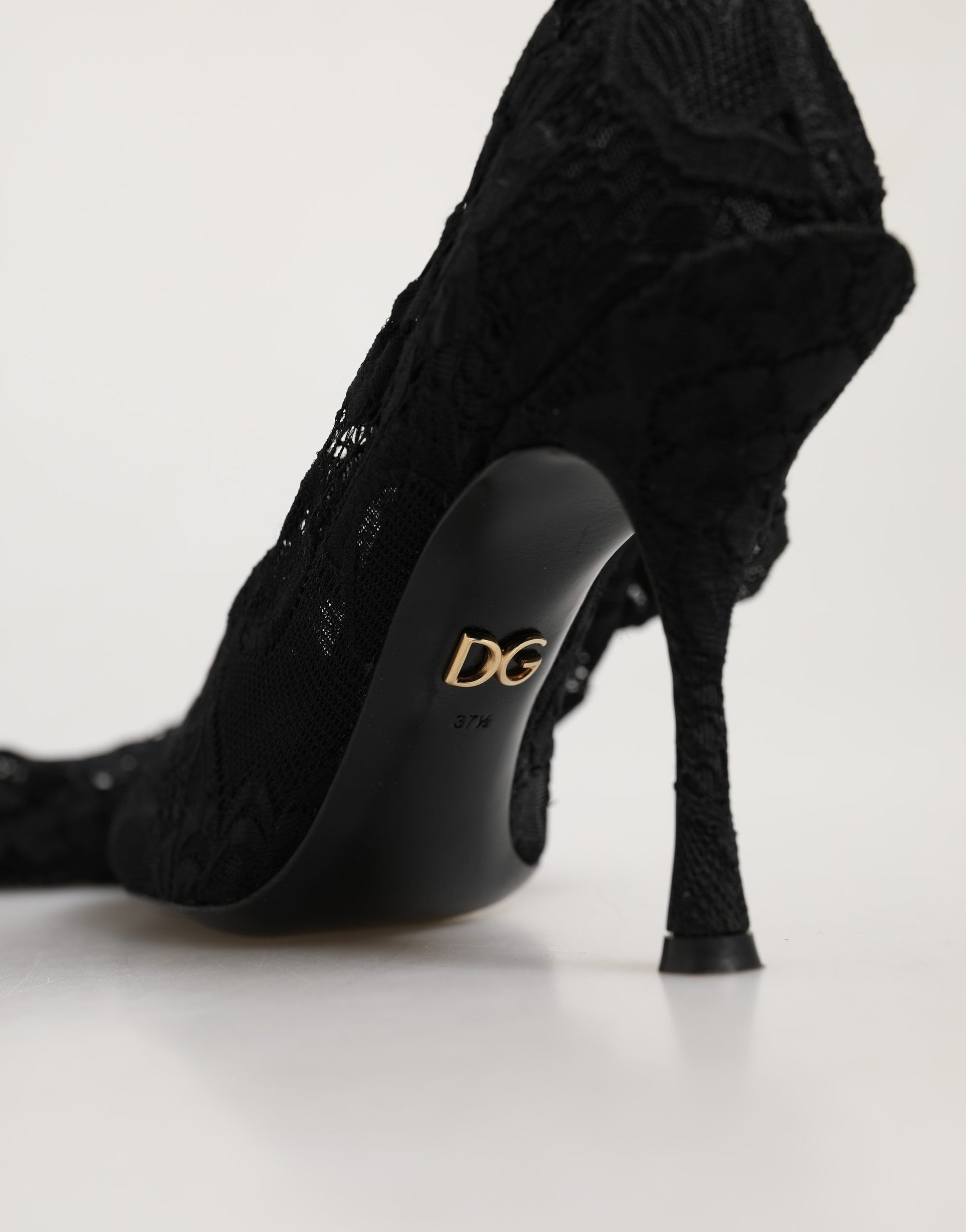 Dolce &amp; Gabbana Black Taormina Lace Socks Boots Pumps Shoes