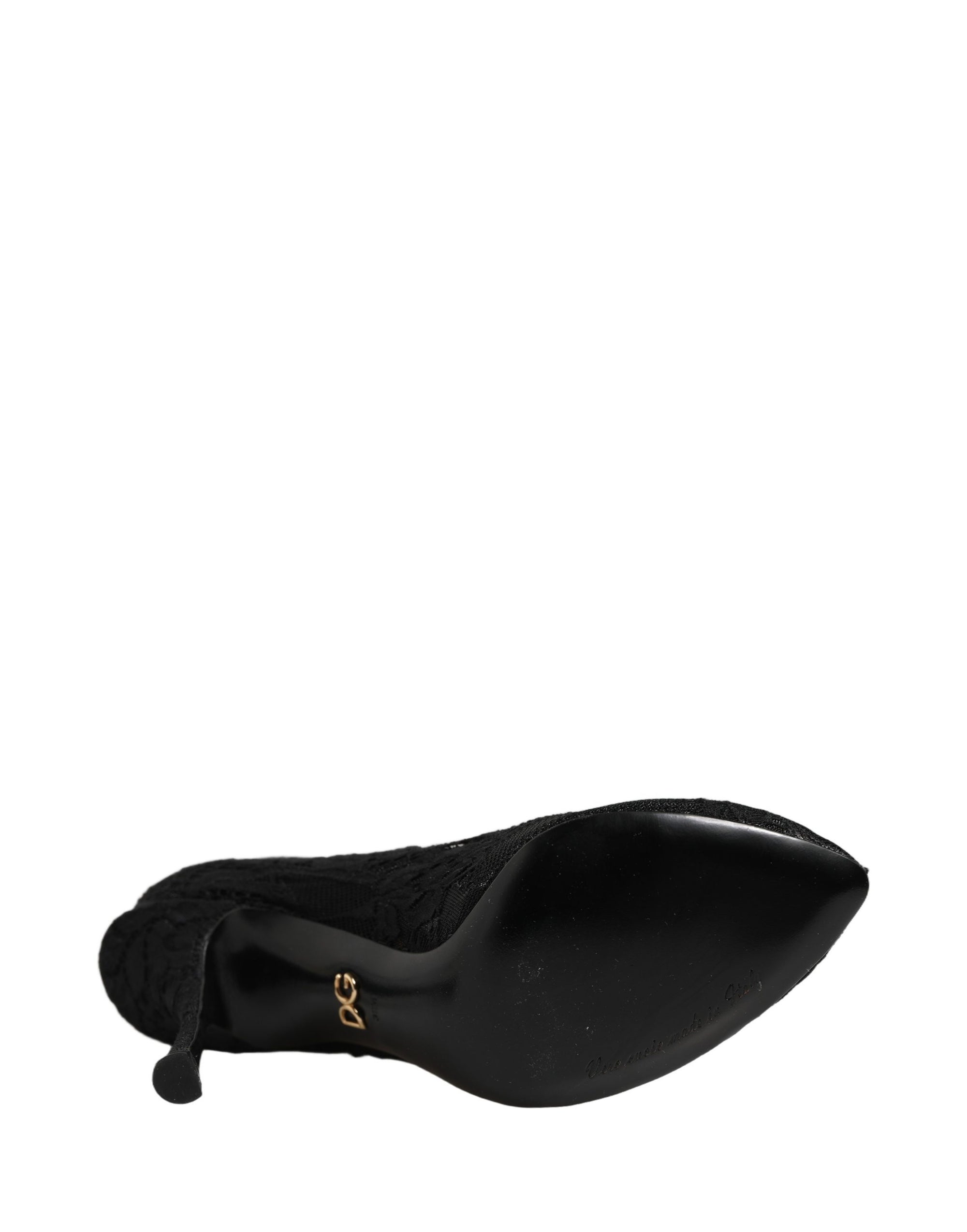 Dolce &amp; Gabbana Black Taormina Lace Socks Boots Pumps Shoes