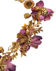 Dolce & Gabbana Gold Brass Mix Fiori Flowers Crystal Chain Necklace