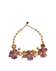Dolce & Gabbana Gold Brass Mix Fiori Flowers Crystal Chain Necklace