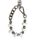 Dolce & Gabbana Silver Tone Brass Beaded Shell DG Logo Pendant Bracelet