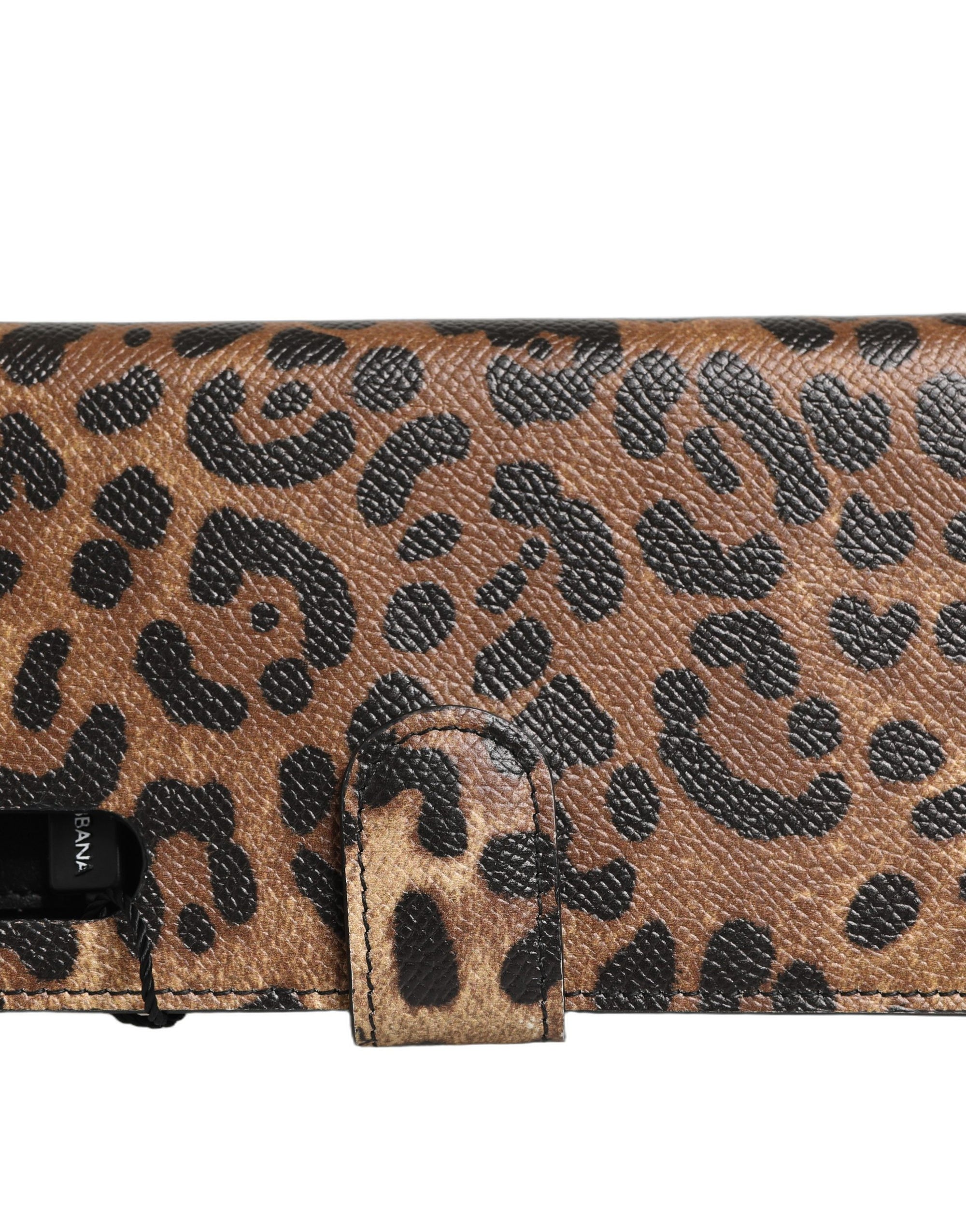 Dolce &amp; Gabbana Flip Cover Brown Leopard Crystal iPhone X - XS Case