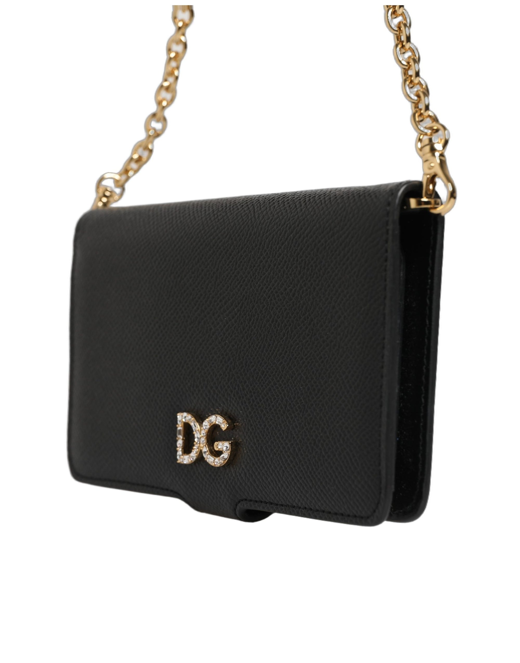 Dolce &amp; Gabbana Case Flip Cover Black Calf Leather iPhone X - XS Phone