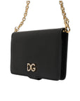 Dolce & Gabbana Case Flip Cover Black Calf Leather iPhone X - XS Phone