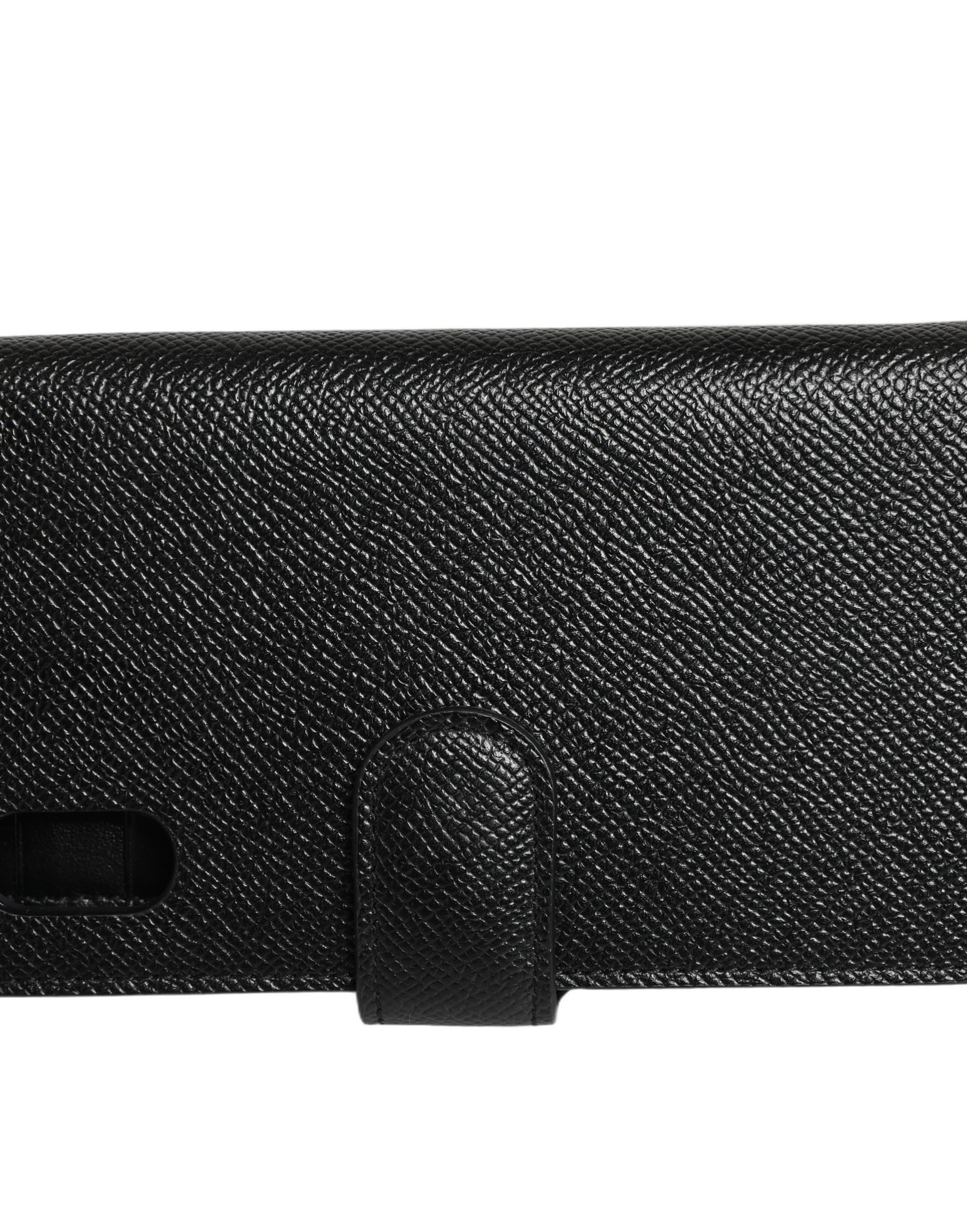 Dolce &amp; Gabbana Case Flip Cover Black Calf Leather iPhone X - XS Phone