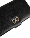 Dolce & Gabbana Case Flip Cover Black Calf Leather iPhone X - XS Phone