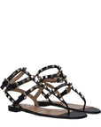 Valentino Garavani Black Leather Flip-Flop Sandals