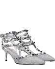 Valentino Garavani Gray Leather Stiletto Heel Sandals