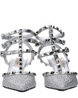Valentino Garavani Gray Leather Stiletto Heel Sandals