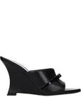 Versace Black Leather Wedge Sandals