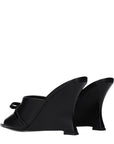 Versace Black Leather Wedge Sandals