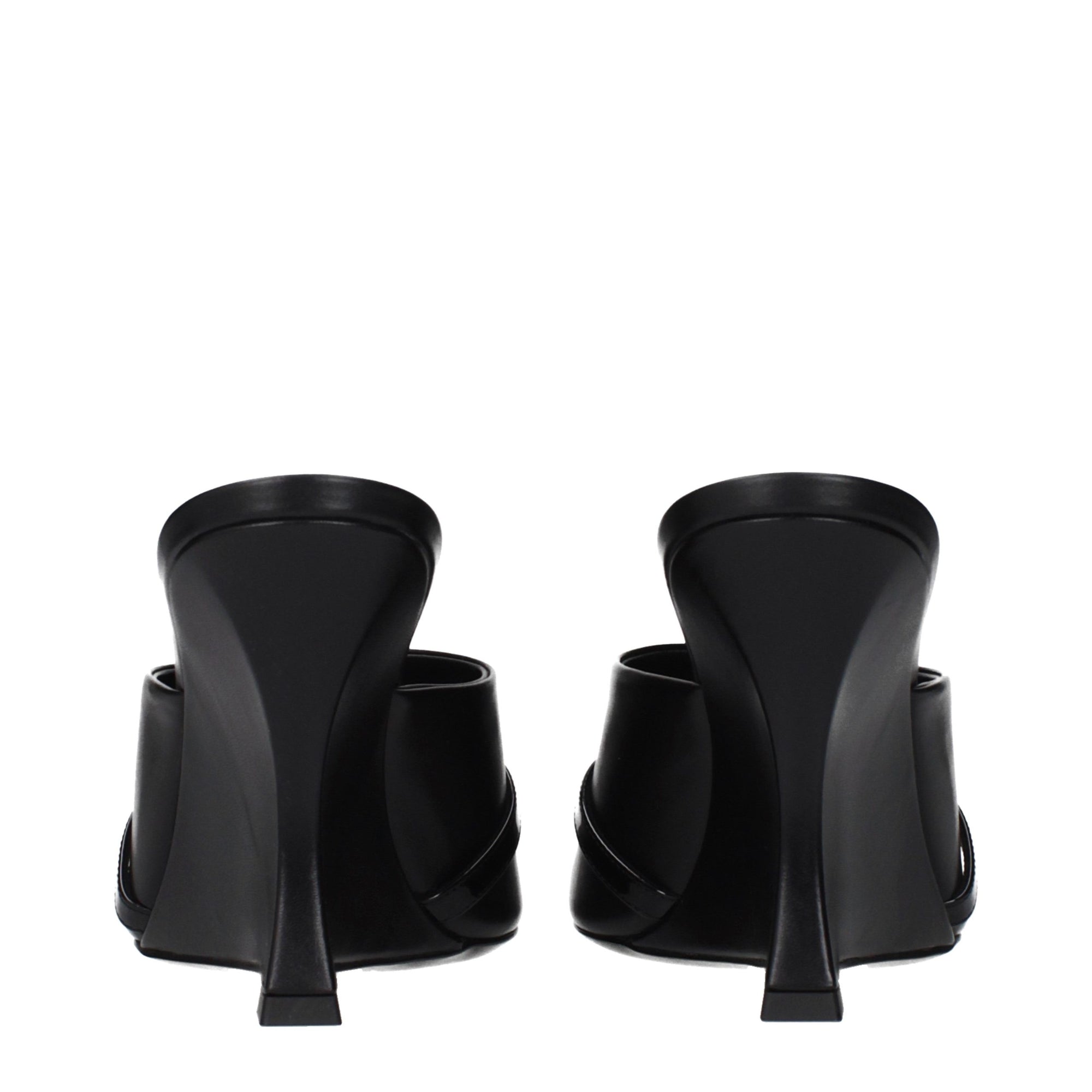 Versace Black Leather Wedge Sandals