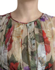 Dolce & Gabbana Beige Floral Sleeveless A-line Mini Dress