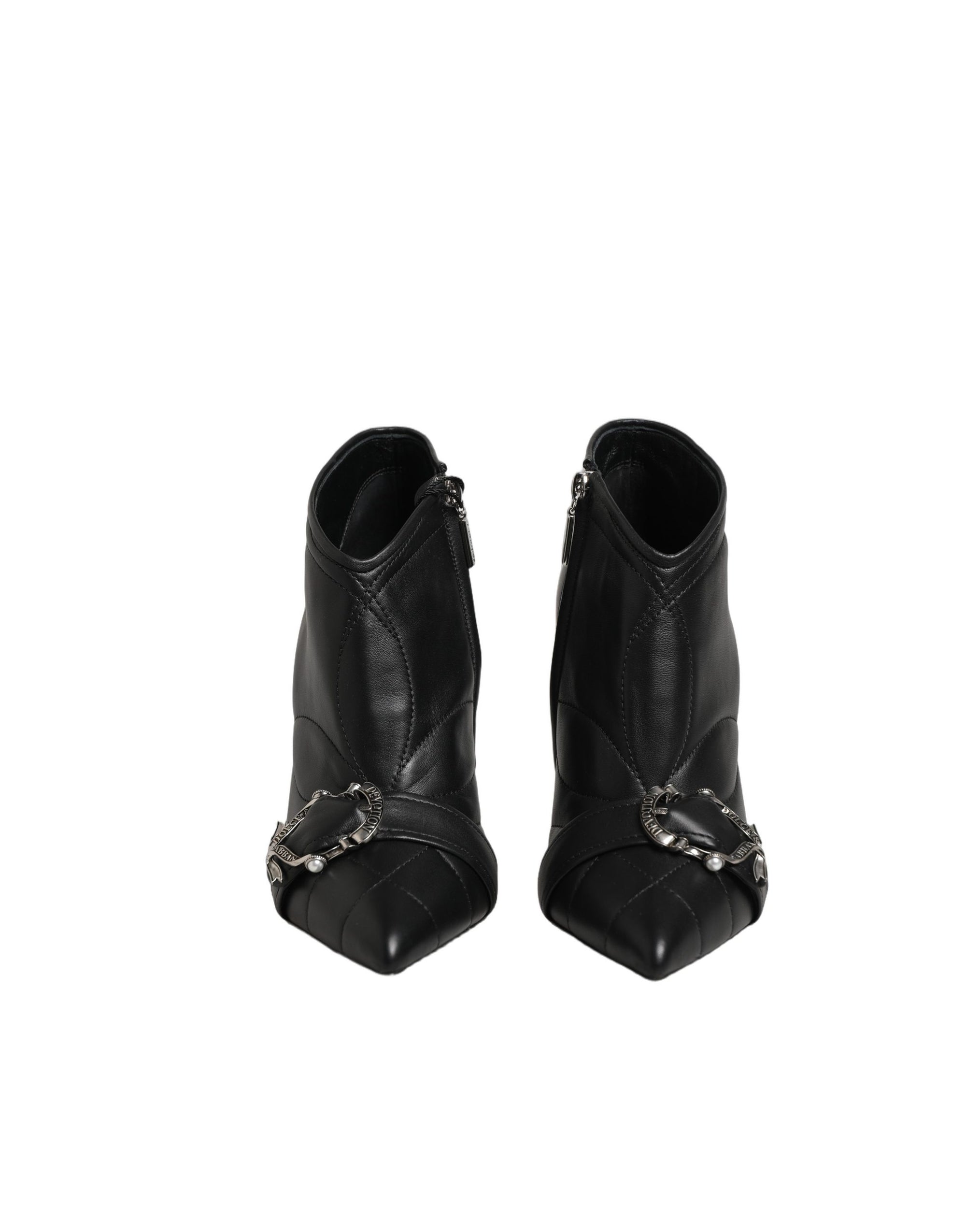 Dolce &amp; Gabbana Black Devotion Quilted Buckled Boots Shoes
