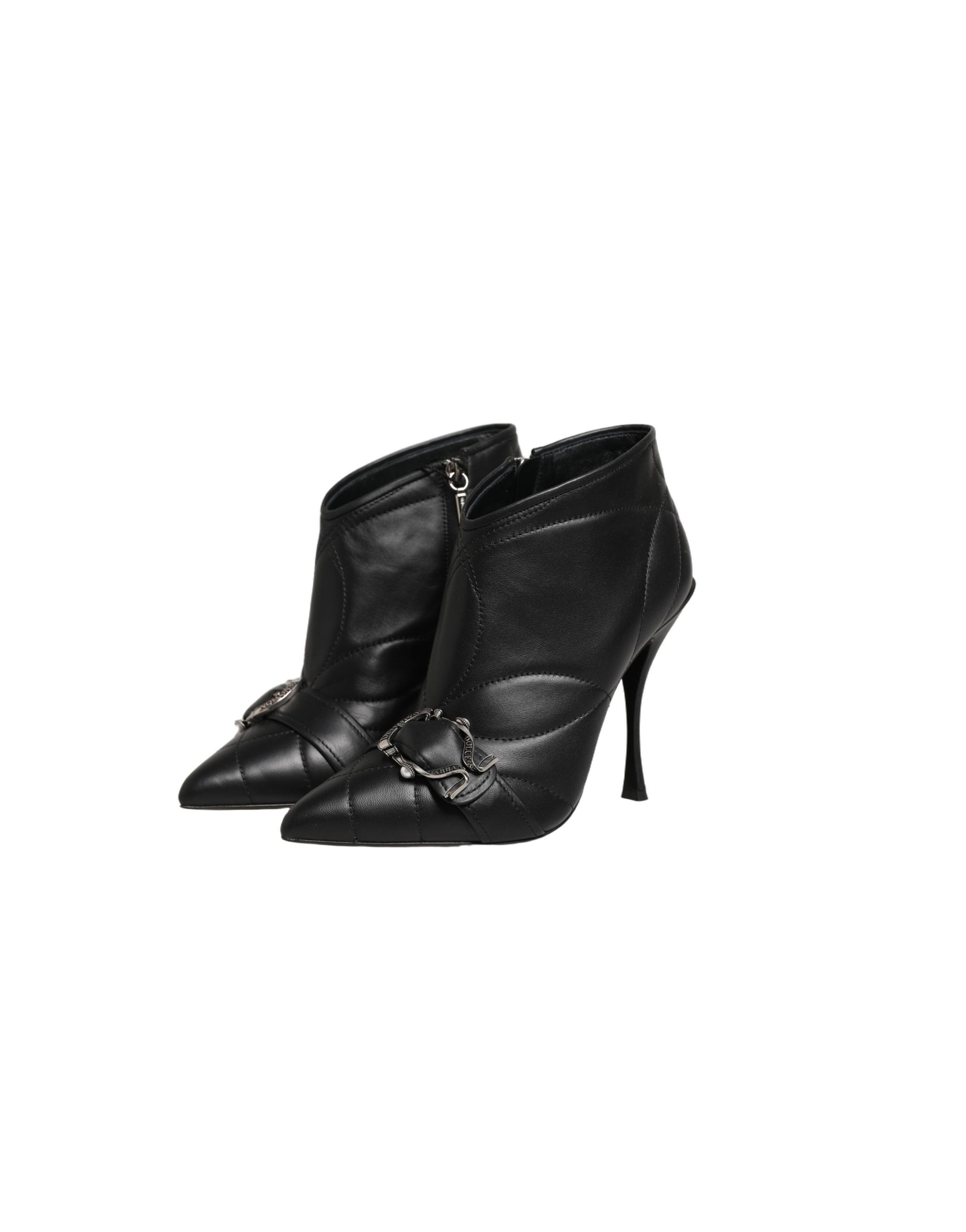 Dolce &amp; Gabbana Black Devotion Quilted Buckled Boots Shoes