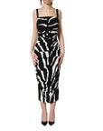Dolce & Gabbana Black White Zebra Cady Calf Length Dress