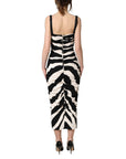 Dolce & Gabbana Black White Zebra Cady Calf Length Dress