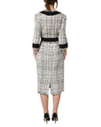 Dolce & Gabbana Black White Tweed Sheath A-line Midi Dress