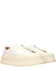 Jil Sander White Leather Platform Sneakers