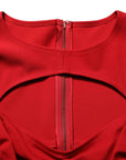 Dolce & Gabbana Red Cut Out Bodycon Long Sleeves Sheath Glove Dress