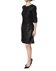 Dolce & Gabbana Black Floral Jacquard Flared A-line Dress