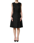Dolce & Gabbana Black Floral Jacquard Sleeveless A-line Dress