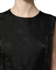 Dolce & Gabbana Black Floral Jacquard Sleeveless A-line Dress