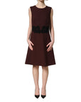 Dolce & Gabbana Maroon Lace Sleeveless Knee Length Dress