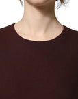 Dolce & Gabbana Maroon Lace Sleeveless Knee Length Dress