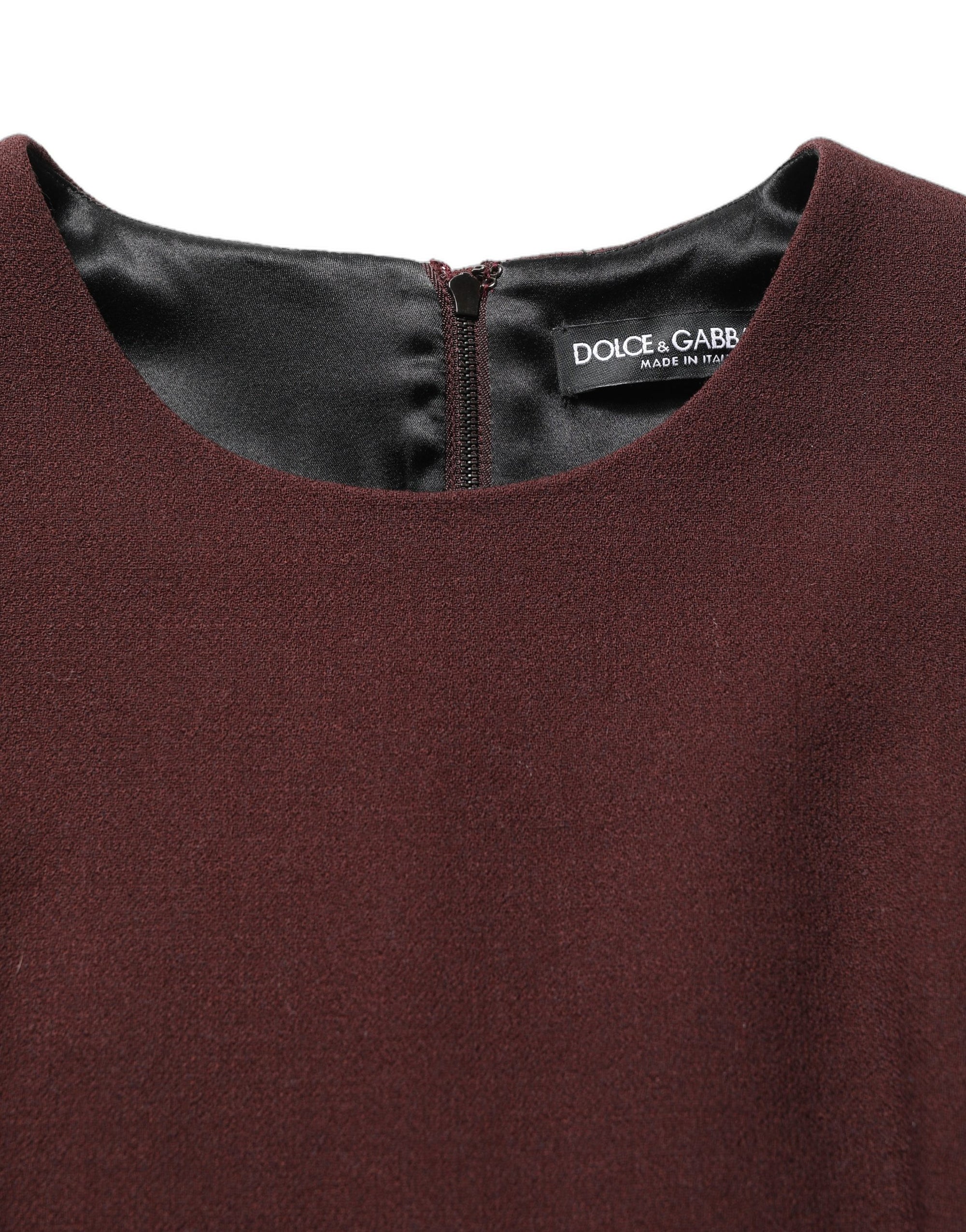 Dolce &amp; Gabbana Maroon Lace Sleeveless Knee Length Dress