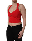 Dolce & Gabbana Red Viscose Sleeveless Halter Crop Tank Top