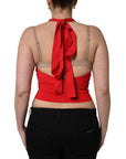 Dolce & Gabbana Red Viscose Sleeveless Halter Crop Tank Top