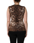 Dolce & Gabbana Brown Leopard Crew Neck Sleeveless Tank Top