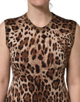 Dolce & Gabbana Brown Leopard Crew Neck Sleeveless Tank Top