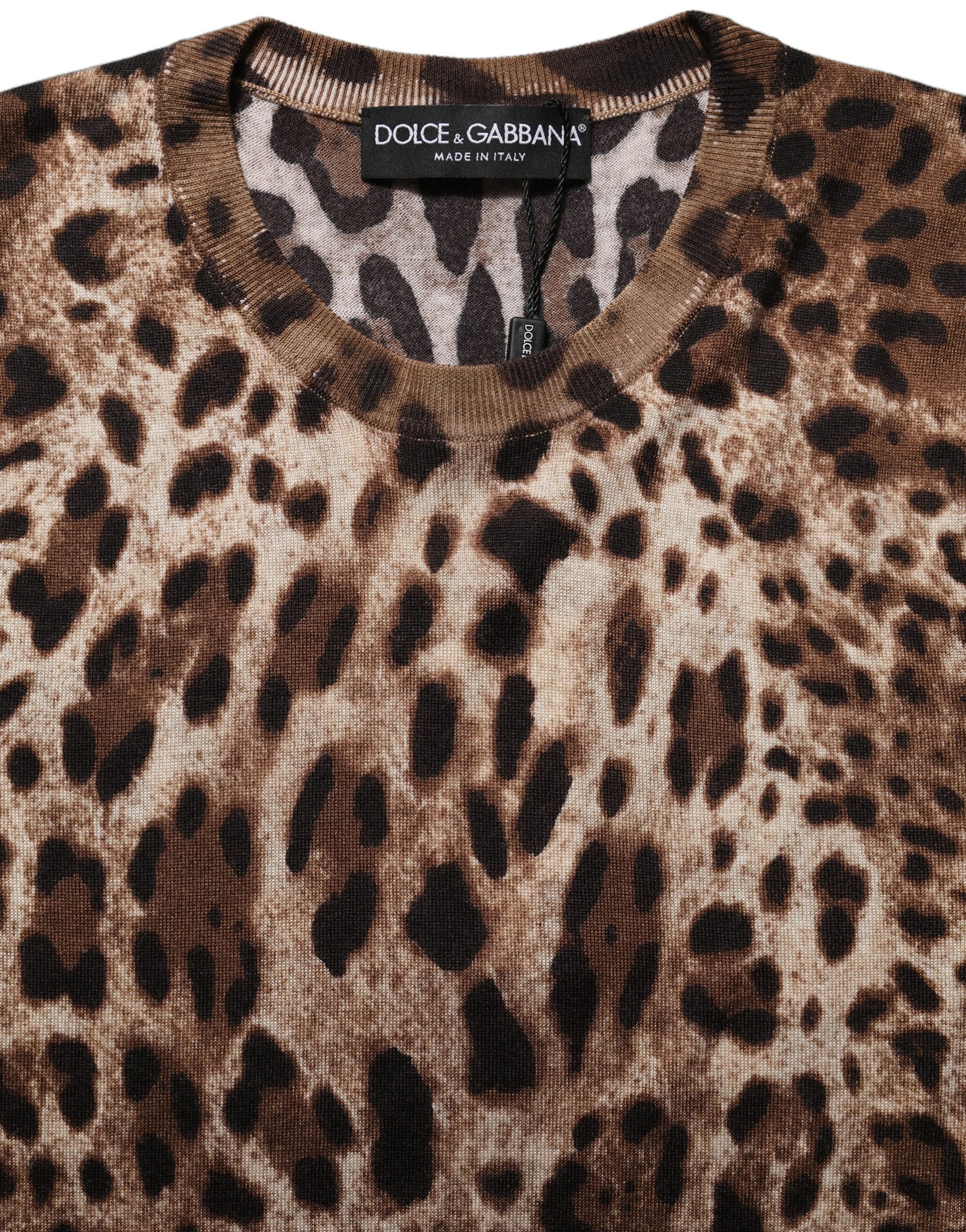 Dolce &amp; Gabbana Brown Leopard Crew Neck Sleeveless Tank Top