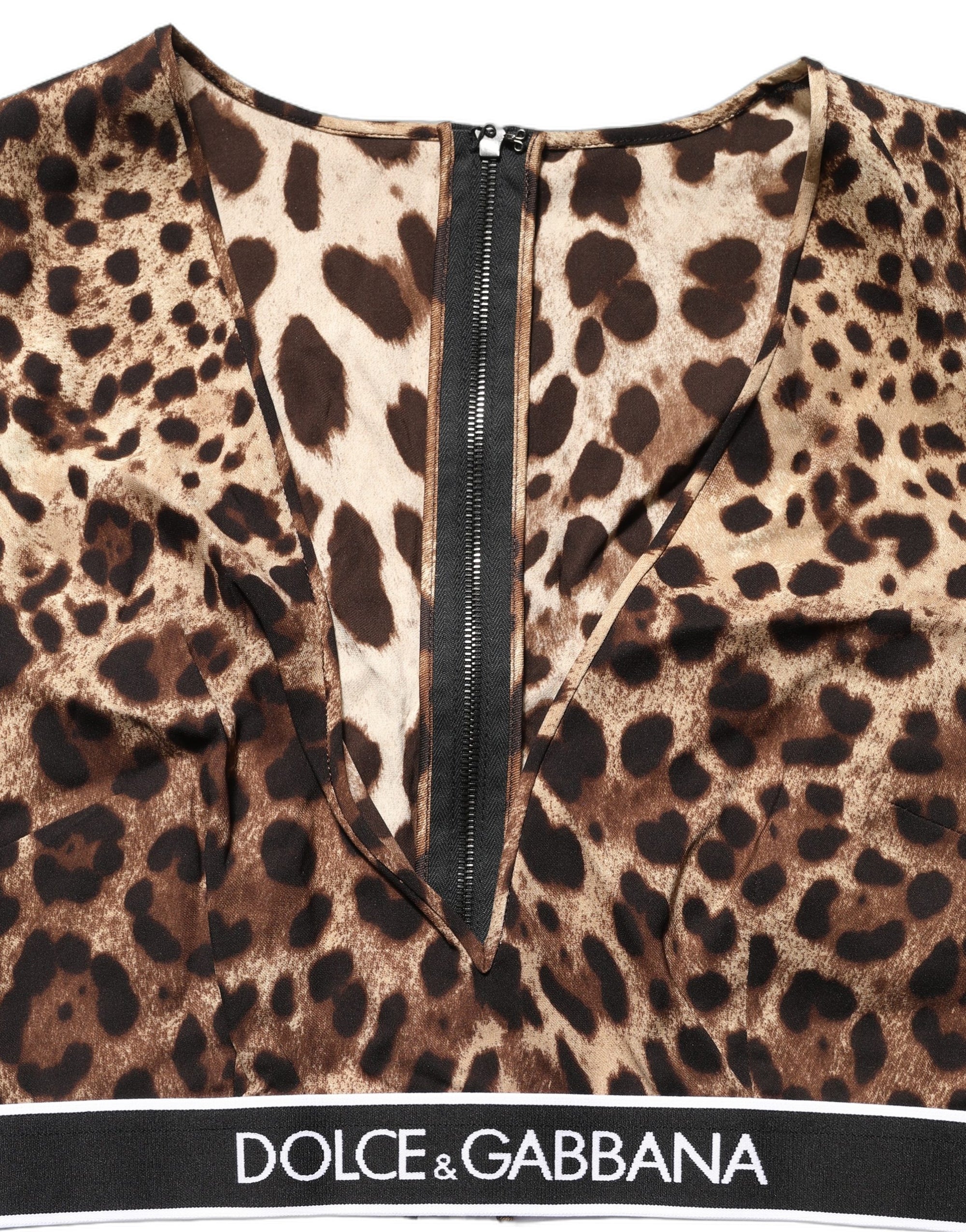 Dolce &amp; Gabbana Brown Leopard Print Cropped Silk Tank Top