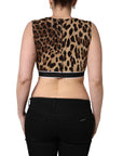 Dolce & Gabbana Brown Leopard Print Cropped Silk Tank Top