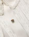 Dolce & Gabbana White Ruffled Sheer Silk Buttoned Blouse Top