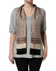 Dolce & Gabbana Gray Cotton V-neck Owl Silk Scarf Top T-shirt
